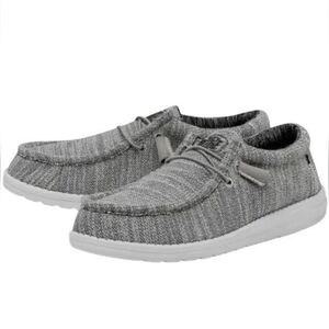 HEY DUDE WALLY STRETCH MIX MEN'S LOAFER LIGHTWEIGHT SHOES SIZE 14 GRANITE